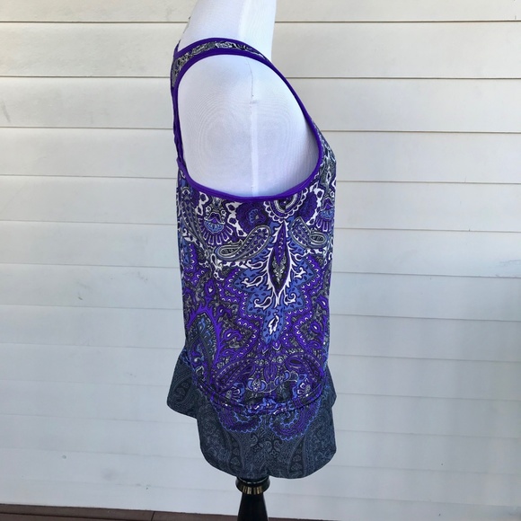 Athleta Purple Paisley Tank Top Criss Cross Back - Picture 5 of 8